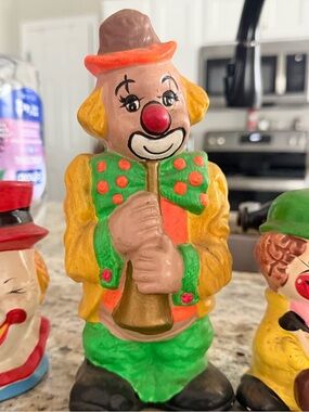 Colorful Clown Figurine Decorative Accent - Green, Yellow & Red